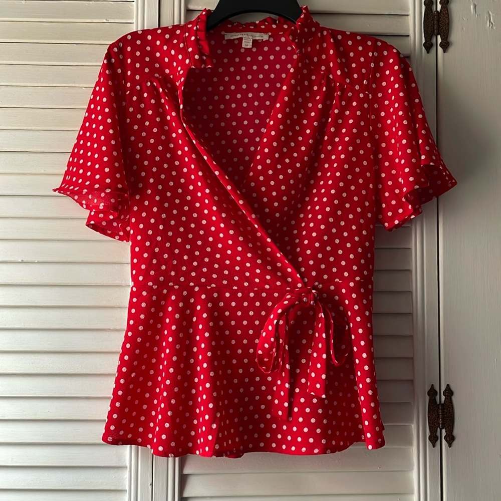 Red and White Polka Dot Blouse